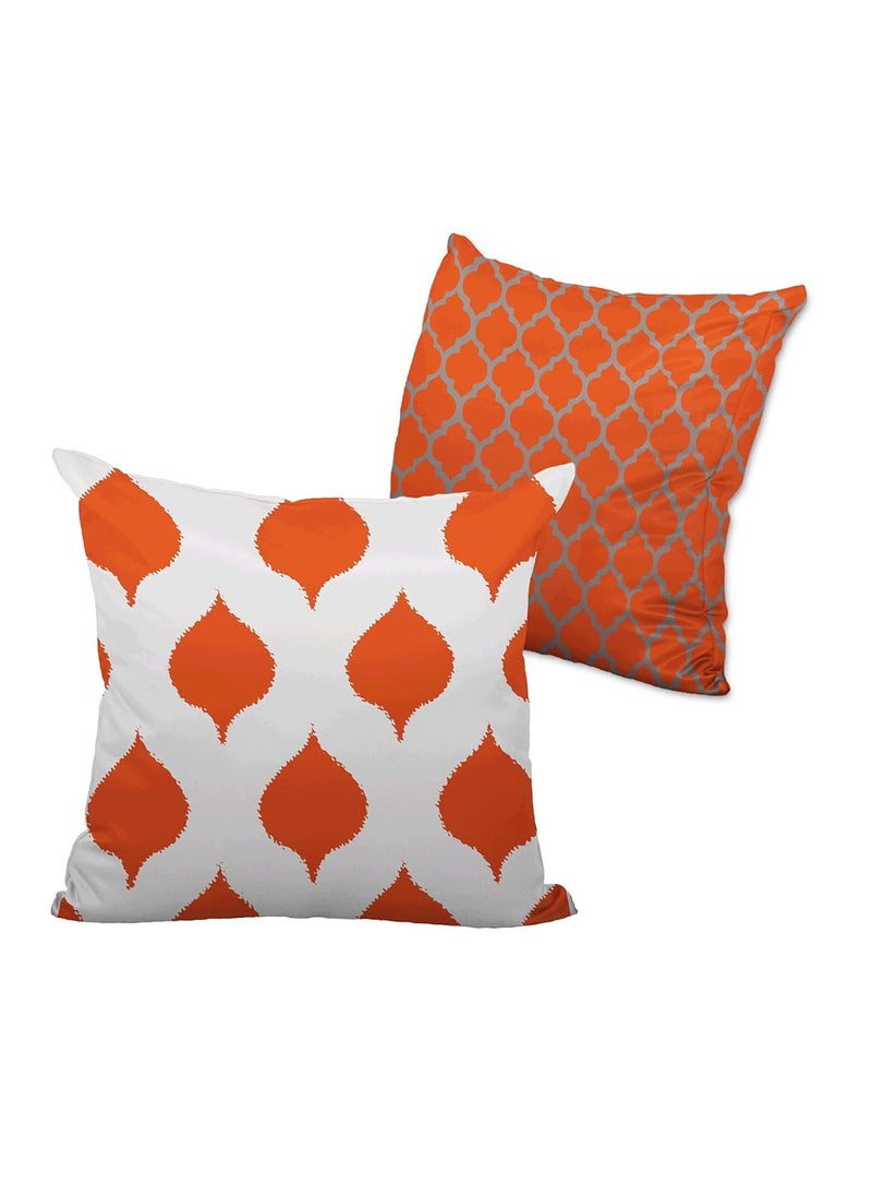 AMAZE ATTIRES Decorative Printed Cotton Satin Square Cushion Cover Set of 2 Throw Pillow CoversCases for Couch Sofa Home 20 x 20 inch or 50cm x50cm ATCU134