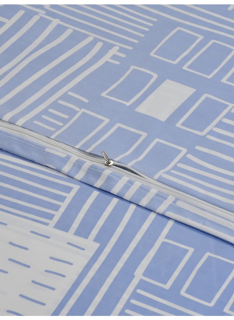 BREVARD Glacecotton DoubleDuvet CoverRajai CoverBlanket Cover with Zipper 90x100 Inche Blue Cream