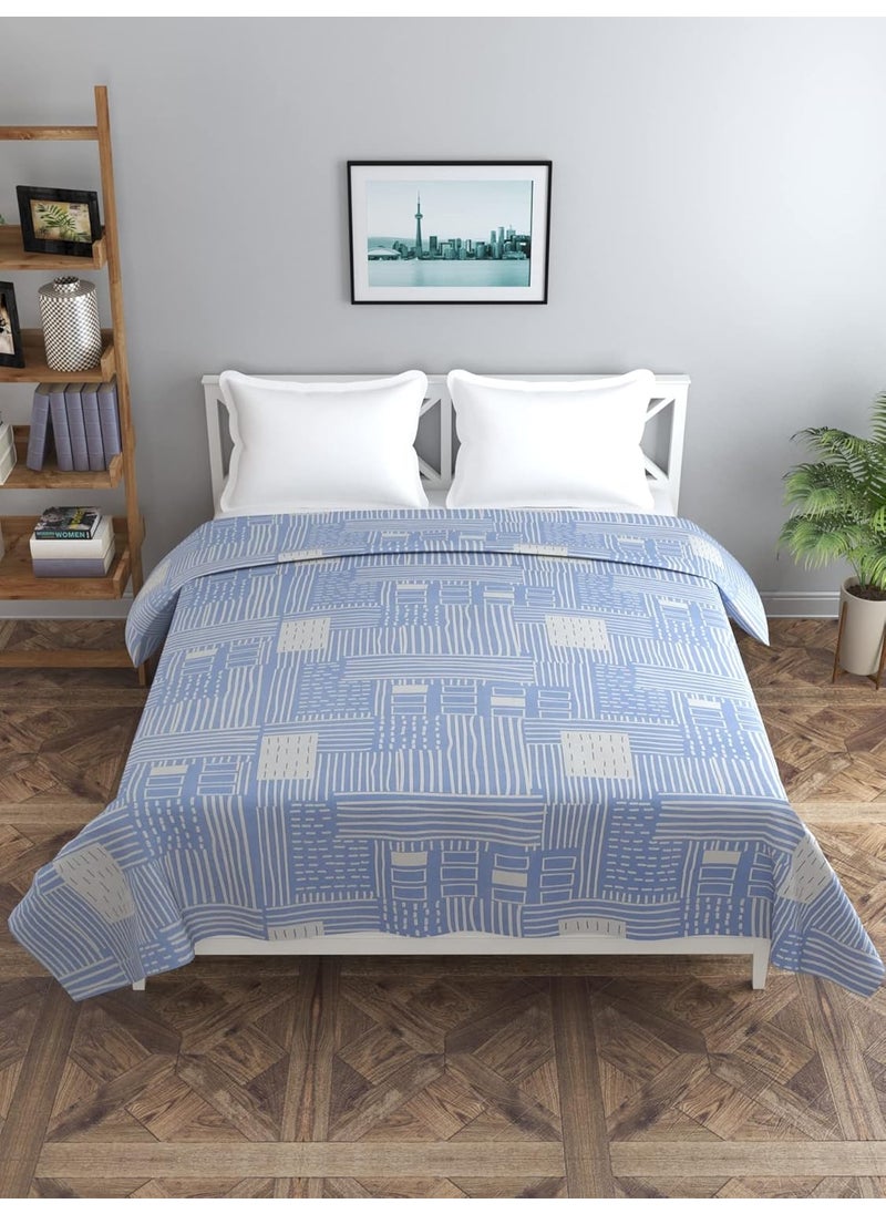 BREVARD Glacecotton DoubleDuvet CoverRajai CoverBlanket Cover with Zipper 90x100 Inche Blue Cream