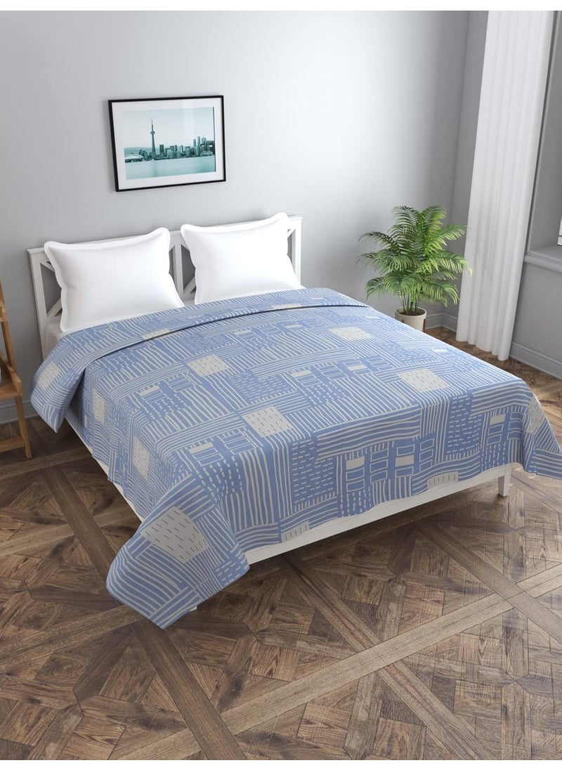 BREVARD Glacecotton DoubleDuvet CoverRajai CoverBlanket Cover with Zipper 90x100 Inche Blue Cream
