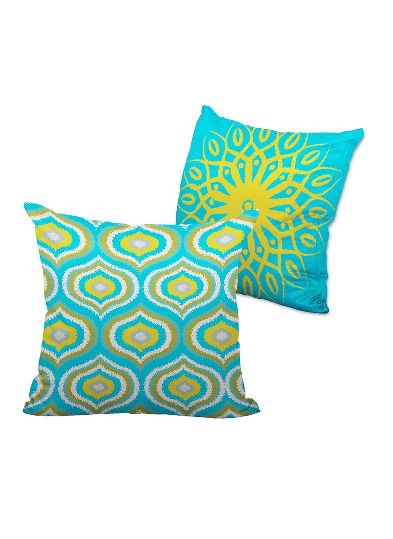 AMAZE ATTIRES Decorative Printed Cotton Satin Square Cushion Cover Set of 2 Throw Pillow CoversCases for Couch Sofa Home 24 x 24 inch or 60cm x 60cm ATCU131