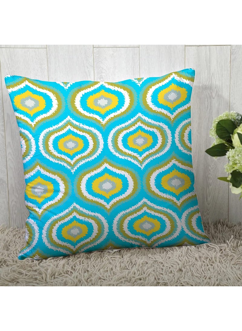AMAZE ATTIRES Decorative Printed Cotton Satin Square Cushion Cover Set of 2 Throw Pillow CoversCases for Couch Sofa Home 24 x 24 inch or 60cm x 60cm ATCU131