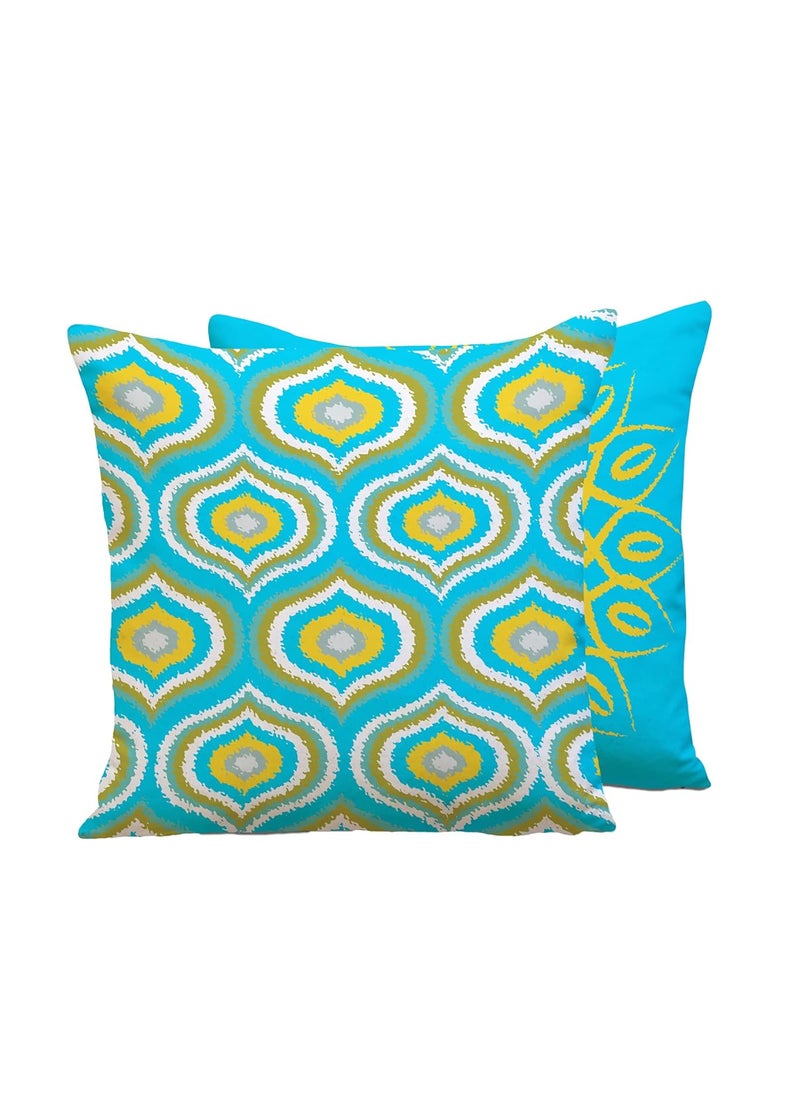 AMAZE ATTIRES Decorative Printed Cotton Satin Square Cushion Cover Set of 2 Throw Pillow CoversCases for Couch Sofa Home 24 x 24 inch or 60cm x 60cm ATCU131