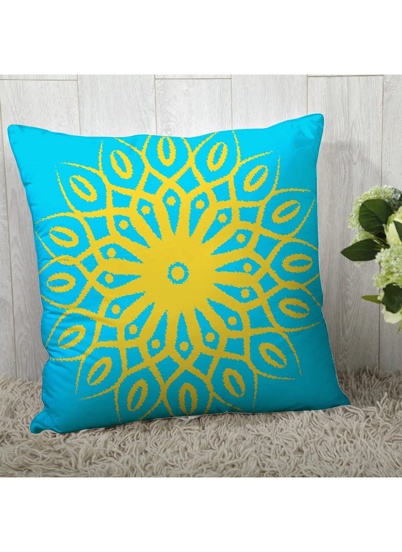 AMAZE ATTIRES Decorative Printed Cotton Satin Square Cushion Cover Set of 2 Throw Pillow CoversCases for Couch Sofa Home 24 x 24 inch or 60cm x 60cm ATCU131