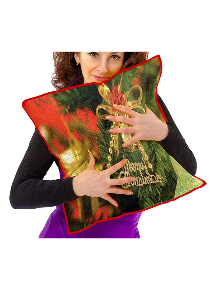 DREAMVIO Polyester Jute Merry Christmas ThrowPillow Covers Cushion Covers for Living Room Set of 5 16 X 16 Inch Multicolor Dv516Mccjute0059