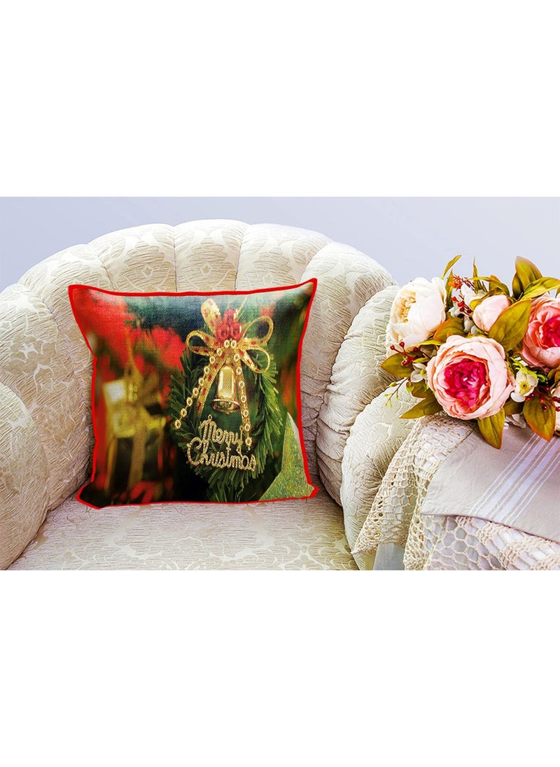 DREAMVIO Polyester Jute Merry Christmas ThrowPillow Covers Cushion Covers for Living Room Set of 5 16 X 16 Inch Multicolor Dv516Mccjute0059