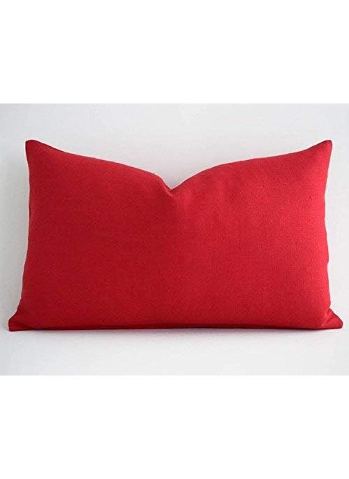 Jaipur Linen Set of 2 Classic Plain 100 Cotton 300 TC Pillow Cover 20 Inch x 36 InchRed