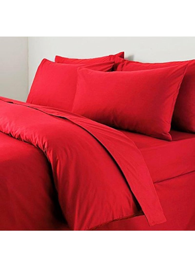 Jaipur Linen Set of 2 Classic Plain 100 Cotton 300 TC Pillow Cover 20 Inch x 36 InchRed