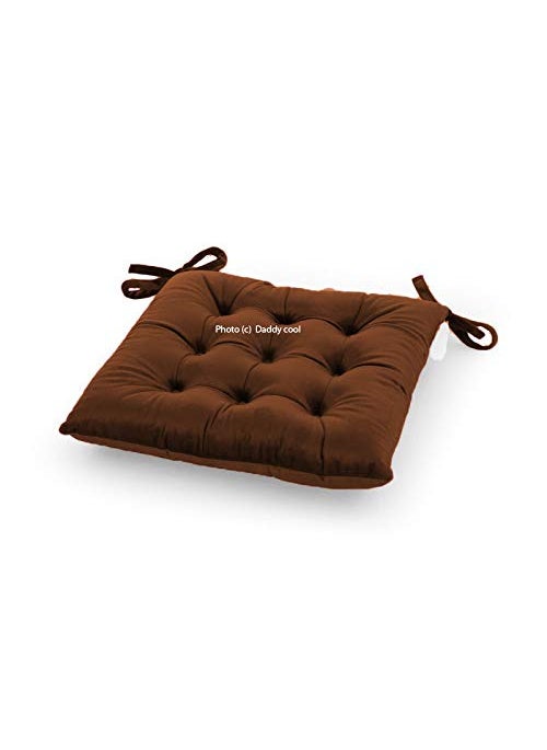 Daddy Cool Soft Velvet Indoor Outdoor Sofa Chair PadDiningFloorBack Seat Chair Cushionwith Ties Handmade Quilting Set of 2 16 Square Brown