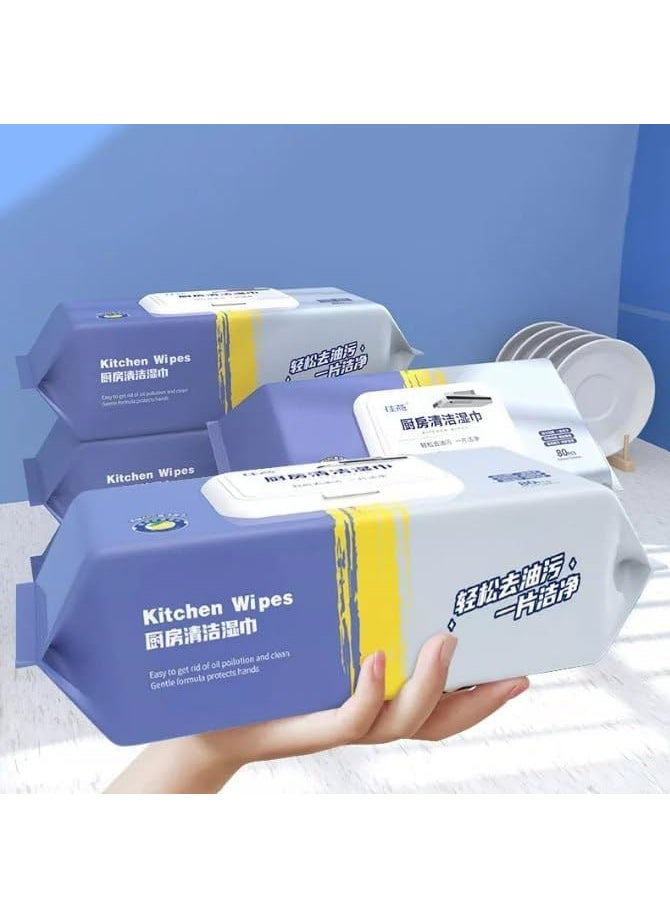 MEZON Kitchen Wet Wipes Kitchen Cleaning Wipes Kitchen Towel Tissue Multi Usage Tissue Paper Wet Paper Disposable for Oily Surface Household Kitchen 80 PCs 20 25 cm