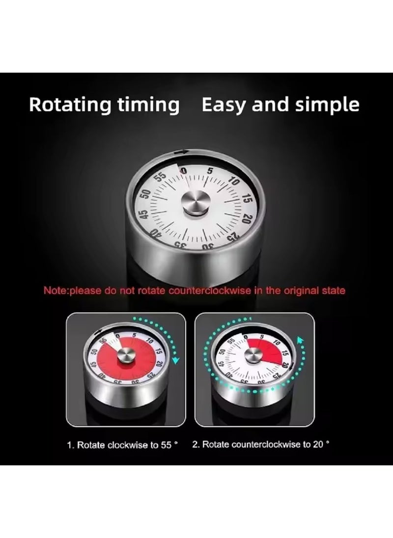 SEAHAVEN 60 miniutes Mechanical Timer Practical Alarm Timer Mini Compact Mechanical Inner Core Clear Display for Applying Facial Masks and Taking a Nap for Most People for Cooking Pack of 1