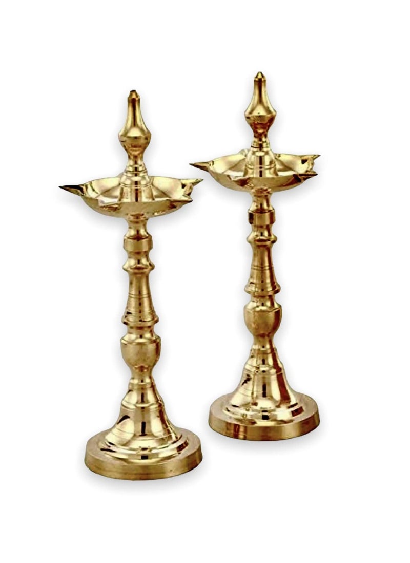 Brass Gallery Brass Diwali Puja Oil Diya Fancy Samayi Height 10 inch Kashi Samayi Height 9 inch