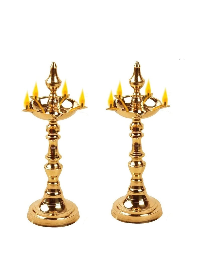 Brass Gallery Brass Diwali Puja Oil Diya Fancy Samayi Height 10 inch Kashi Samayi Height 9 inch