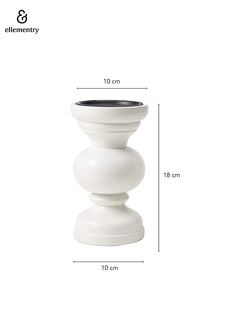 Baronial Wooden Candle Stand White