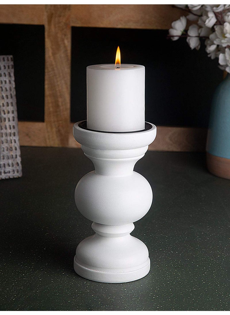 Baronial Wooden Candle Stand White