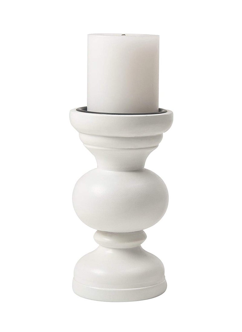 Baronial Wooden Candle Stand White