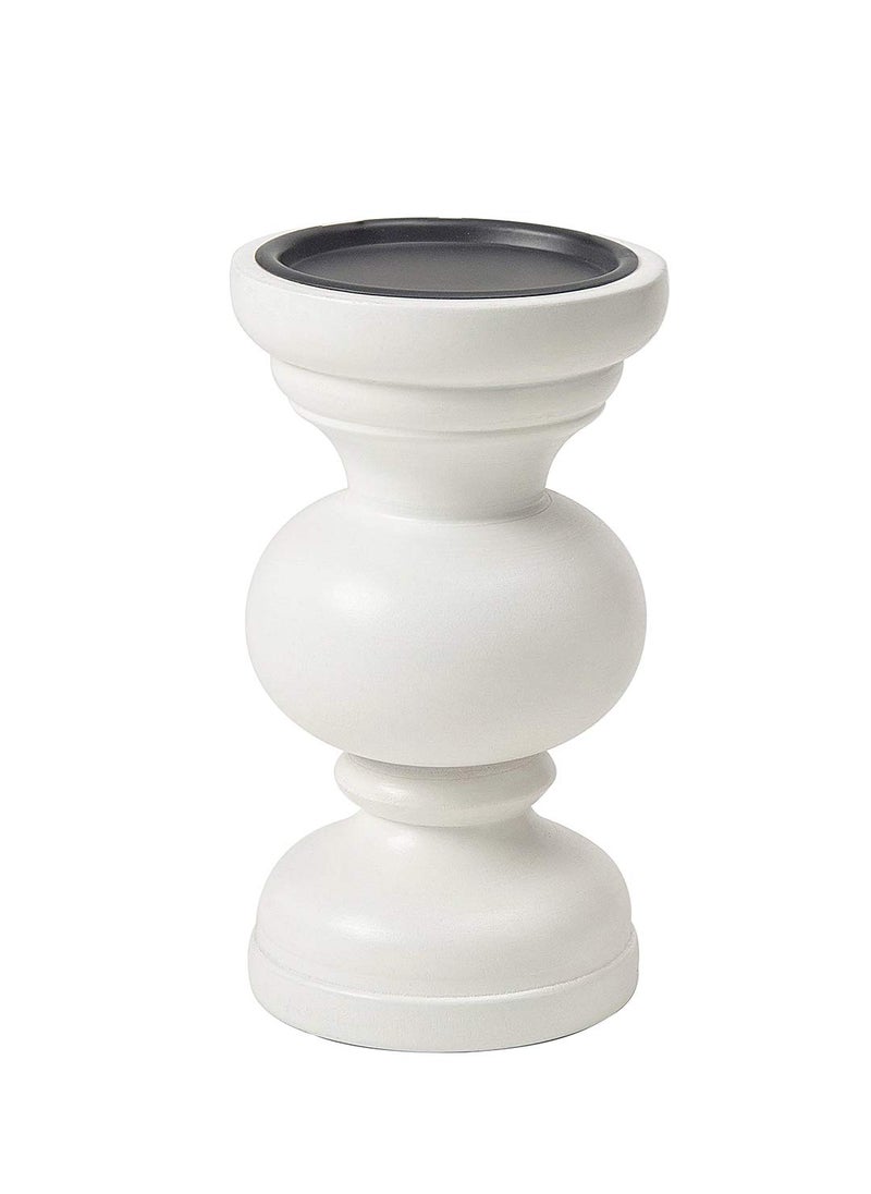 Baronial Wooden Candle Stand White