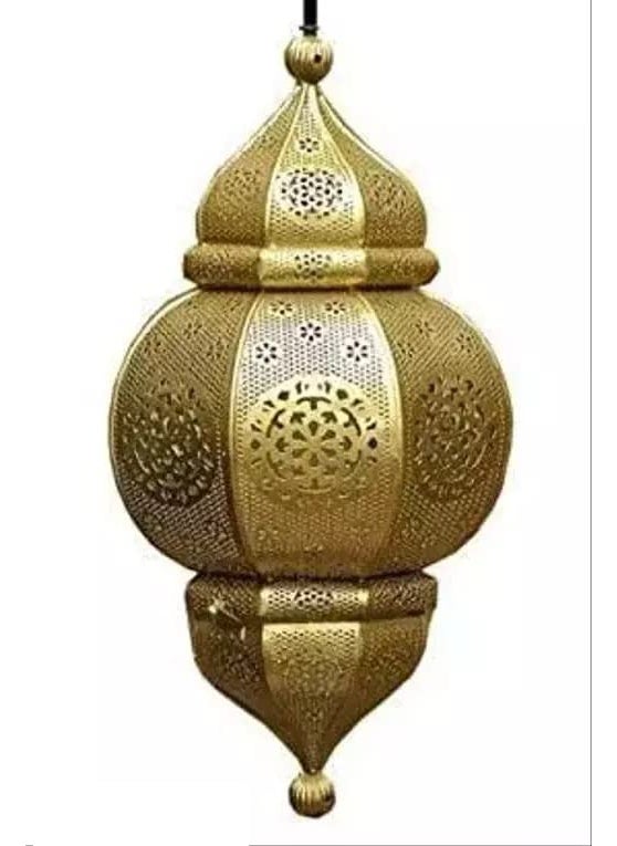 The Decor Affair Stylish and Highly Polished Crystal Tea Light Stand and Holder Gold Iron Hanging Lantern 35 cm X 20 cm Pack of 1