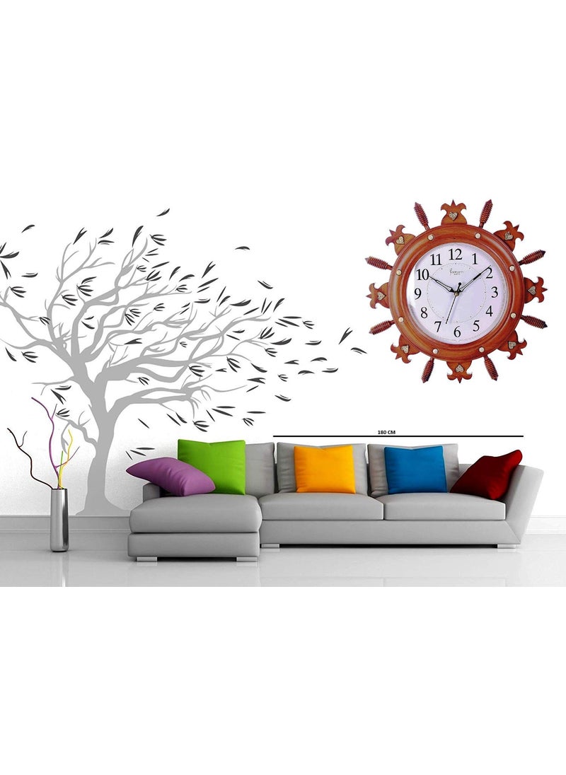 LYONIC Siddharth Quartz Wall Clock in Wooden Color for HomeLiving RoomBedroomKitchen with One Year Warranty Brown 37cm X 37cm X 5cm