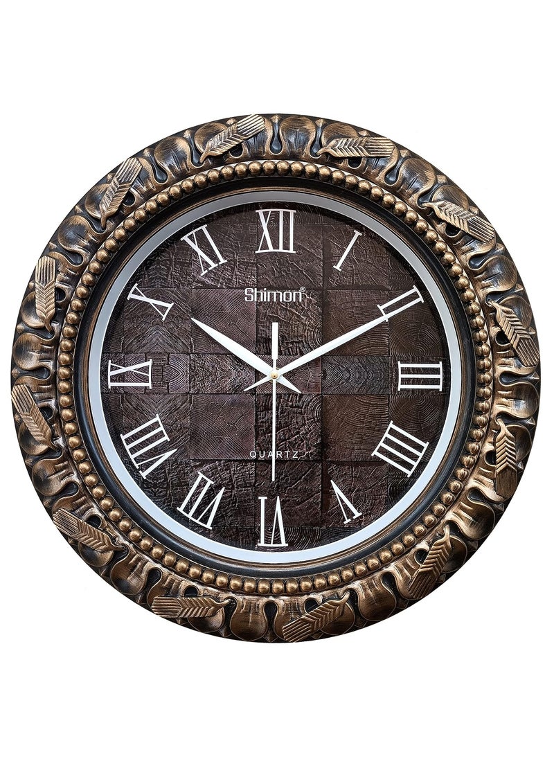 LYONIC Beautiful Royal Look Roman Number Big Size Sweep Silent Wall Clock for HomeHallOffice 35 X 35 cm Color Wood la Made in India
