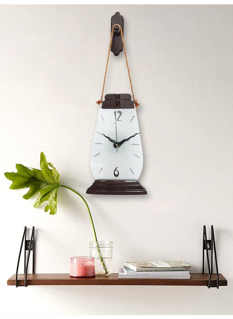 CHRONIKLE Decorative Vertical Hanging Lantern Style Wooden Rosewood Analog Home Decor Wall Clock with Sweep Movement Size 185 x 135 x 585 CM Weight 635 grm Color Rosewood