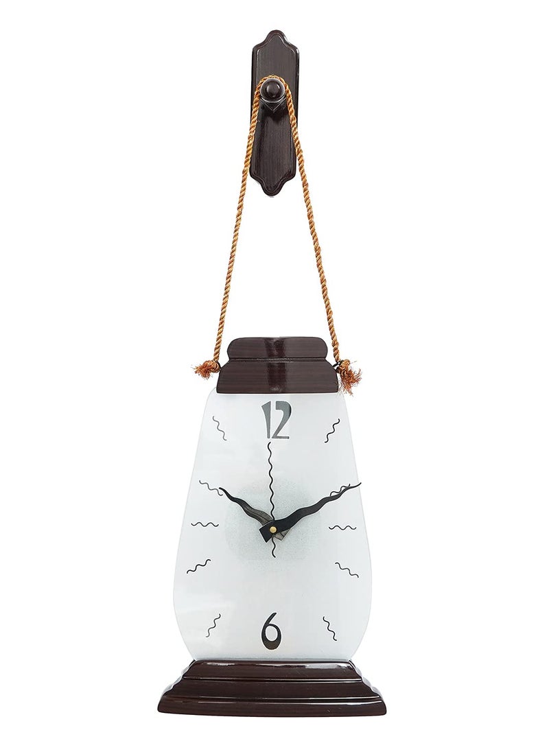CHRONIKLE Decorative Vertical Hanging Lantern Style Wooden Rosewood Analog Home Decor Wall Clock with Sweep Movement Size 185 x 135 x 585 CM Weight 635 grm Color Rosewood