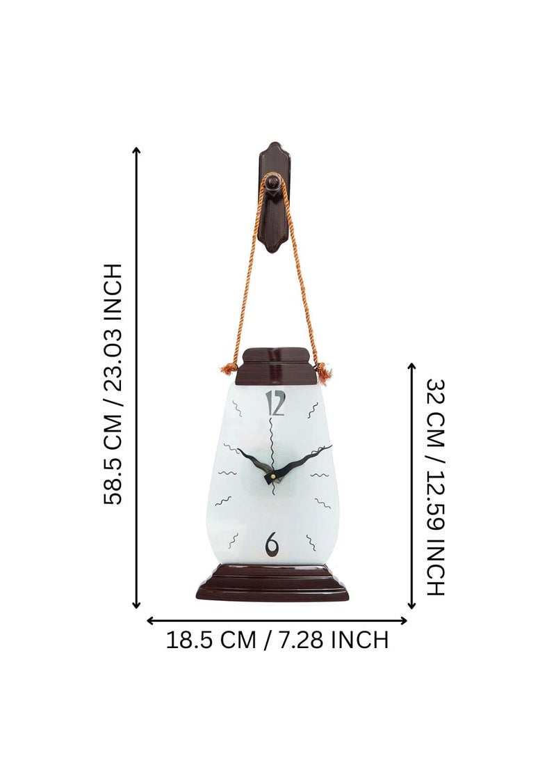 CHRONIKLE Decorative Vertical Hanging Lantern Style Wooden Rosewood Analog Home Decor Wall Clock with Sweep Movement Size 185 x 135 x 585 CM Weight 635 grm Color Rosewood