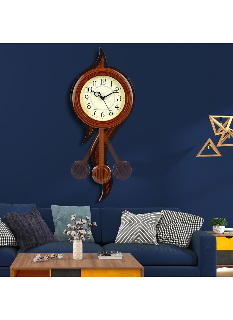Harbour Analog Latest Stylish New Models Wall Clock with Pendulum for Home Living Room Hall Bedroom Size Height 52 CM X Width 22 CM 131G Silver Dark Brown