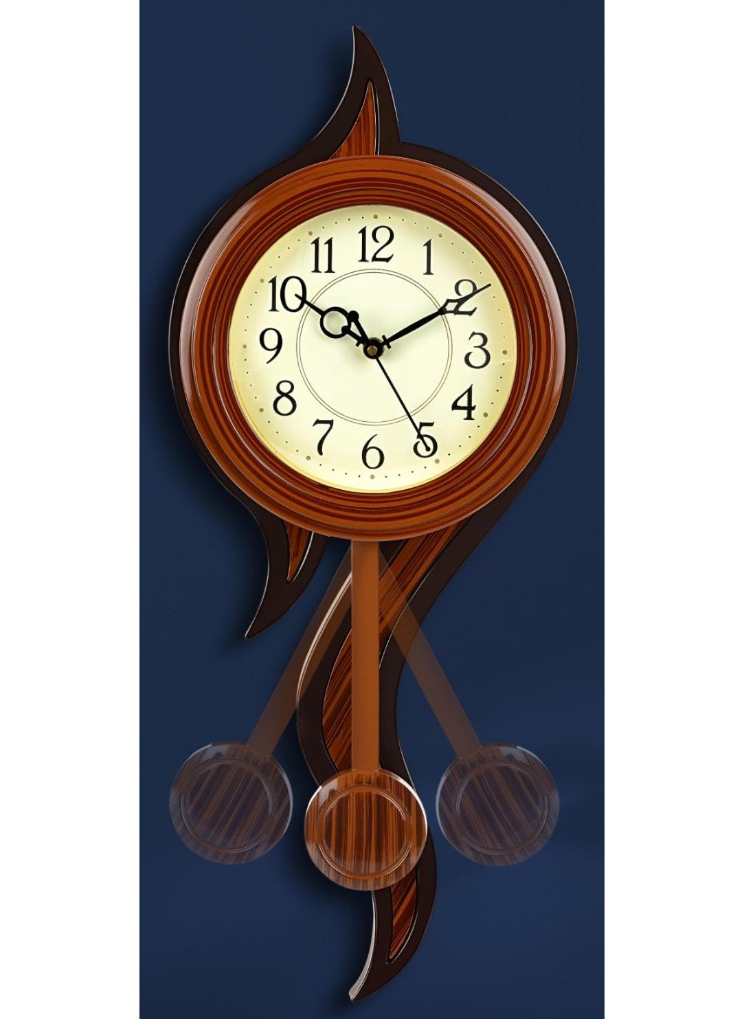 Harbour Analog Latest Stylish New Models Wall Clock with Pendulum for Home Living Room Hall Bedroom Size Height 52 CM X Width 22 CM 131G Silver Dark Brown