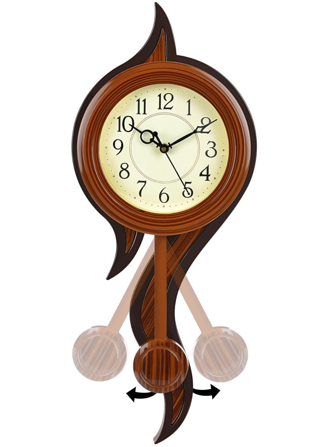 Harbour Analog Latest Stylish New Models Wall Clock with Pendulum for Home Living Room Hall Bedroom Size Height 52 CM X Width 22 CM 131G Silver Dark Brown