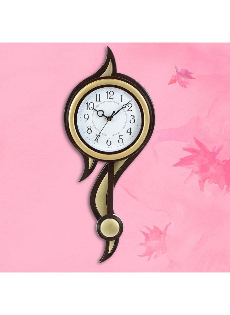 Harbour Analog Latest Stylish New Models Wall Clock with Pendulum for Home Living Room Hall Bedroom Size Height 52 CM X Width 22 CM Home Decor Big Size Wall Clock fano Golden