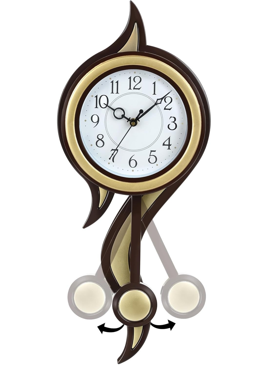 Harbour Analog Latest Stylish New Models Wall Clock with Pendulum for Home Living Room Hall Bedroom Size Height 52 CM X Width 22 CM Home Decor Big Size Wall Clock fano Golden
