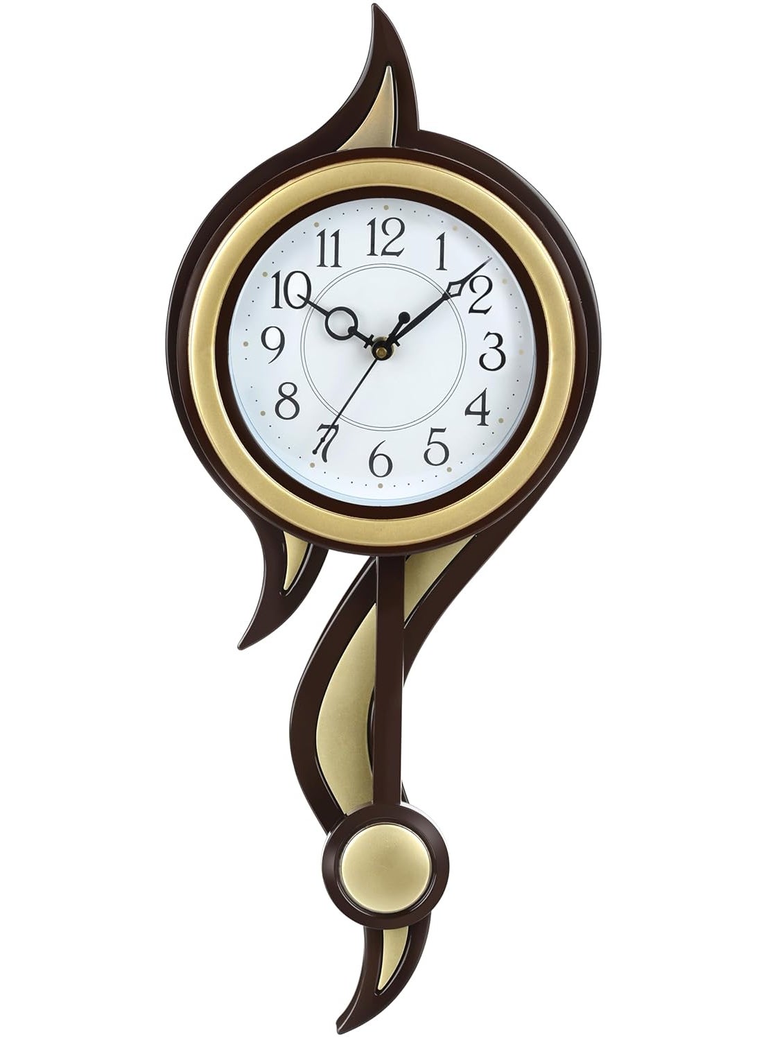 Harbour Analog Latest Stylish New Models Wall Clock with Pendulum for Home Living Room Hall Bedroom Size Height 52 CM X Width 22 CM Home Decor Big Size Wall Clock fano Golden