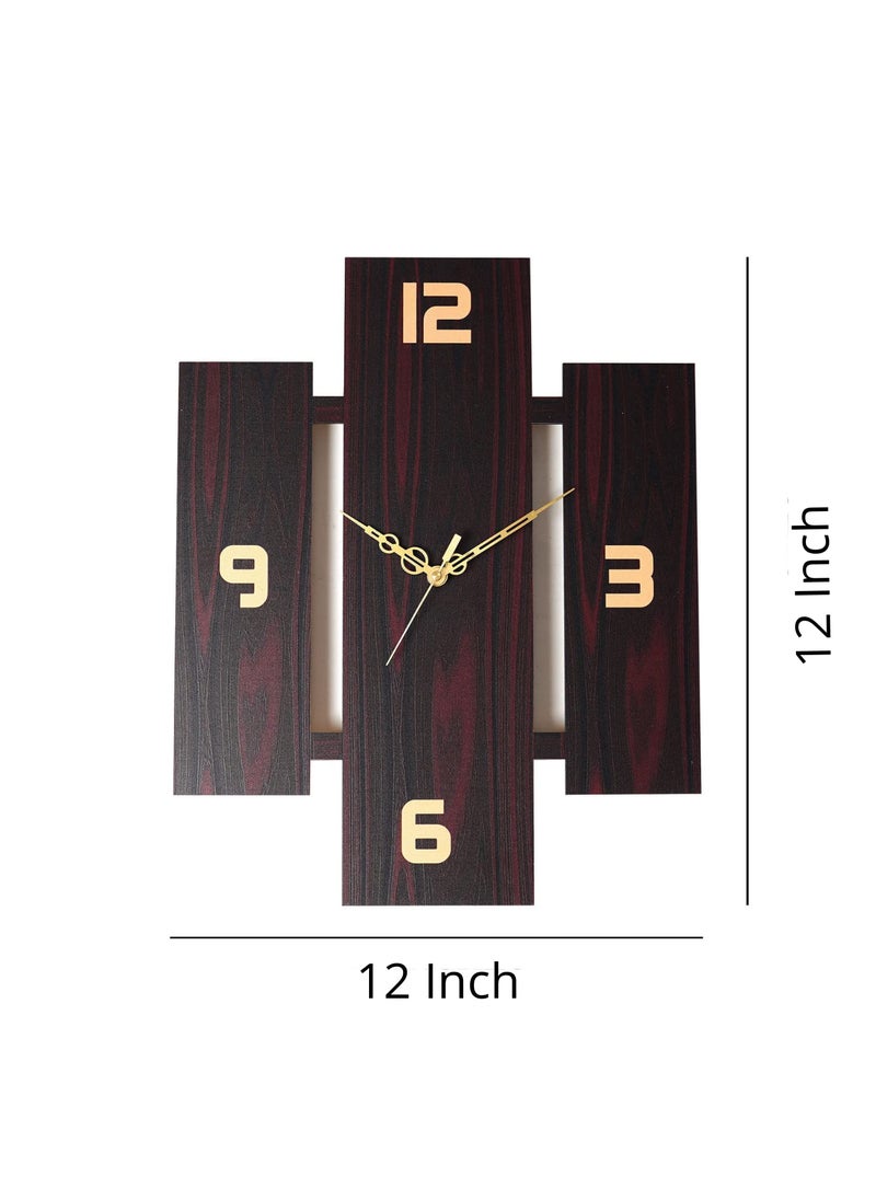 Ingo creation Wooden Silent Quartz Wall Clock Big Size 12 x 12 Inch Brown