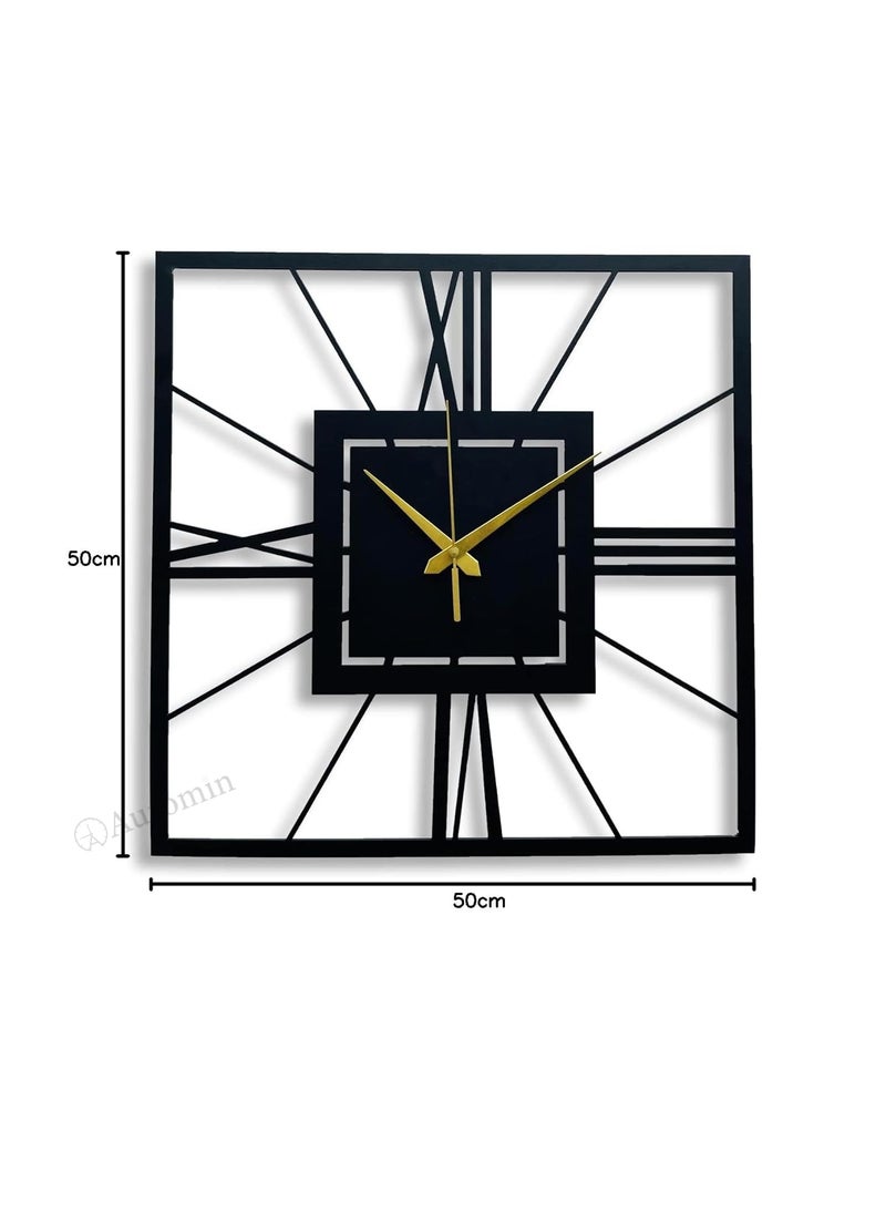Auromin Stylish Metal Wall Clock for Home and Hall Living Room Bedroom Office Antique Big Size Modern Wall Watch for Home Decor Style 4 50cm