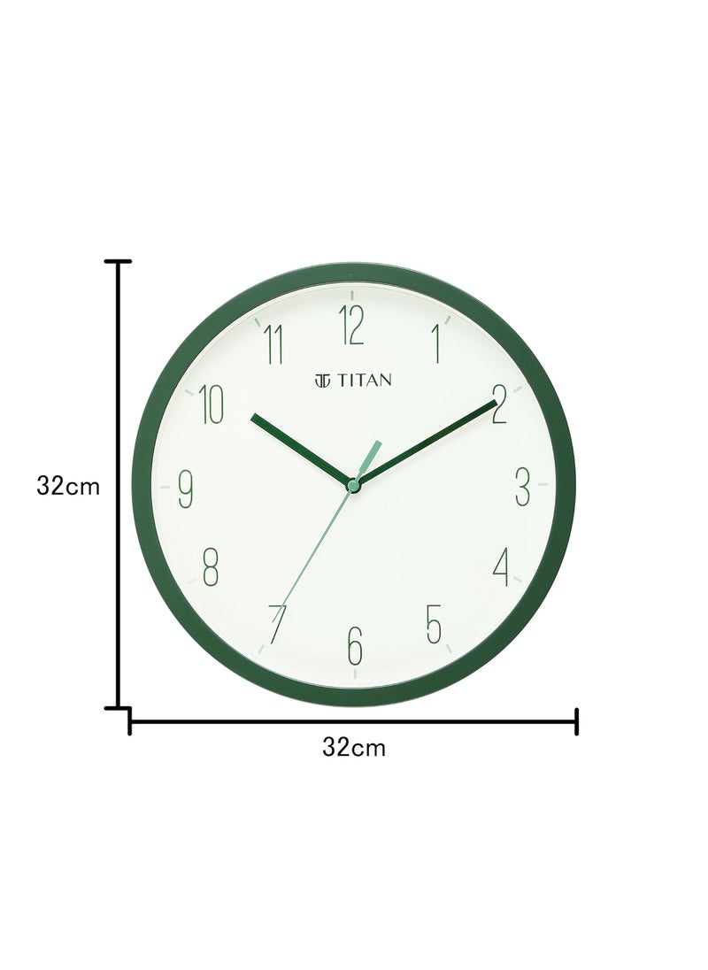 Titan Contemporary Colours Analog Wall Clock with Silent Sweep Technology Green 32 cm x 32 cm Medium