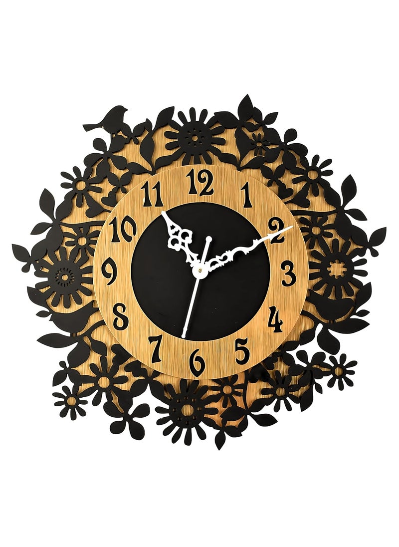 Nozvera 15 Inches Wall Clock for Home Stylish Latest Handcrafted Wooden Silent Non Ticking Antique Wall Clock Decorative Big Size Wall Clock for Home Living Room Bedroom Hall Office