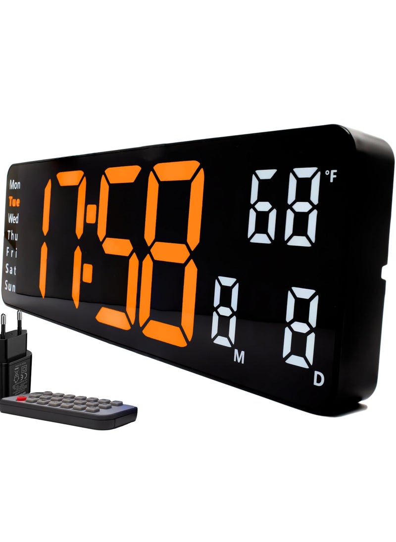 Opis Digital Wall Clock 1 XL Giant LED Digital Wall Clock with Temperature and Luminous Display in OrangeWhite