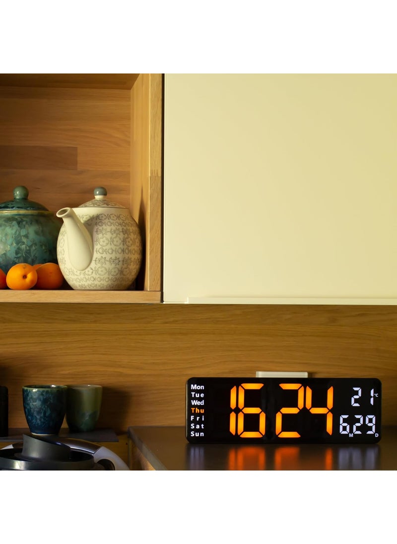 Opis Digital Wall Clock 1 XL Giant LED Digital Wall Clock with Temperature and Luminous Display in OrangeWhite