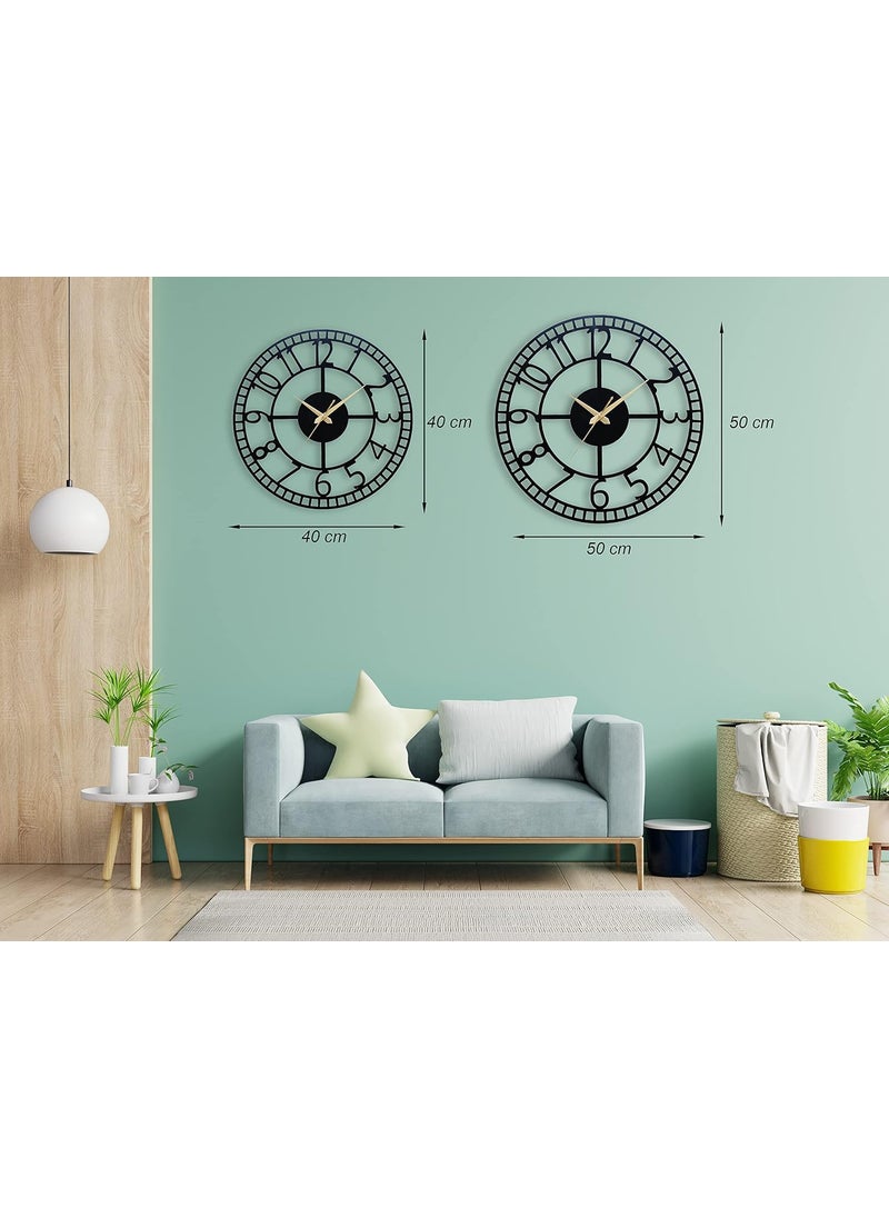 Auromin Designer Stylish Metal Wall Clock for Living Room Bedroom Office Kitchen Home and Hall Antique Big Size Modern Wall Watch for Home Decor40 cm Matte Black