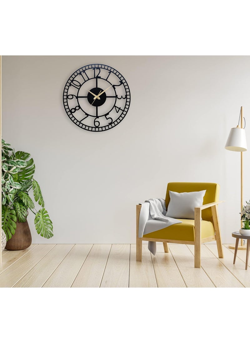 Auromin Designer Stylish Metal Wall Clock for Living Room Bedroom Office Kitchen Home and Hall Antique Big Size Modern Wall Watch for Home Decor40 cm Matte Black