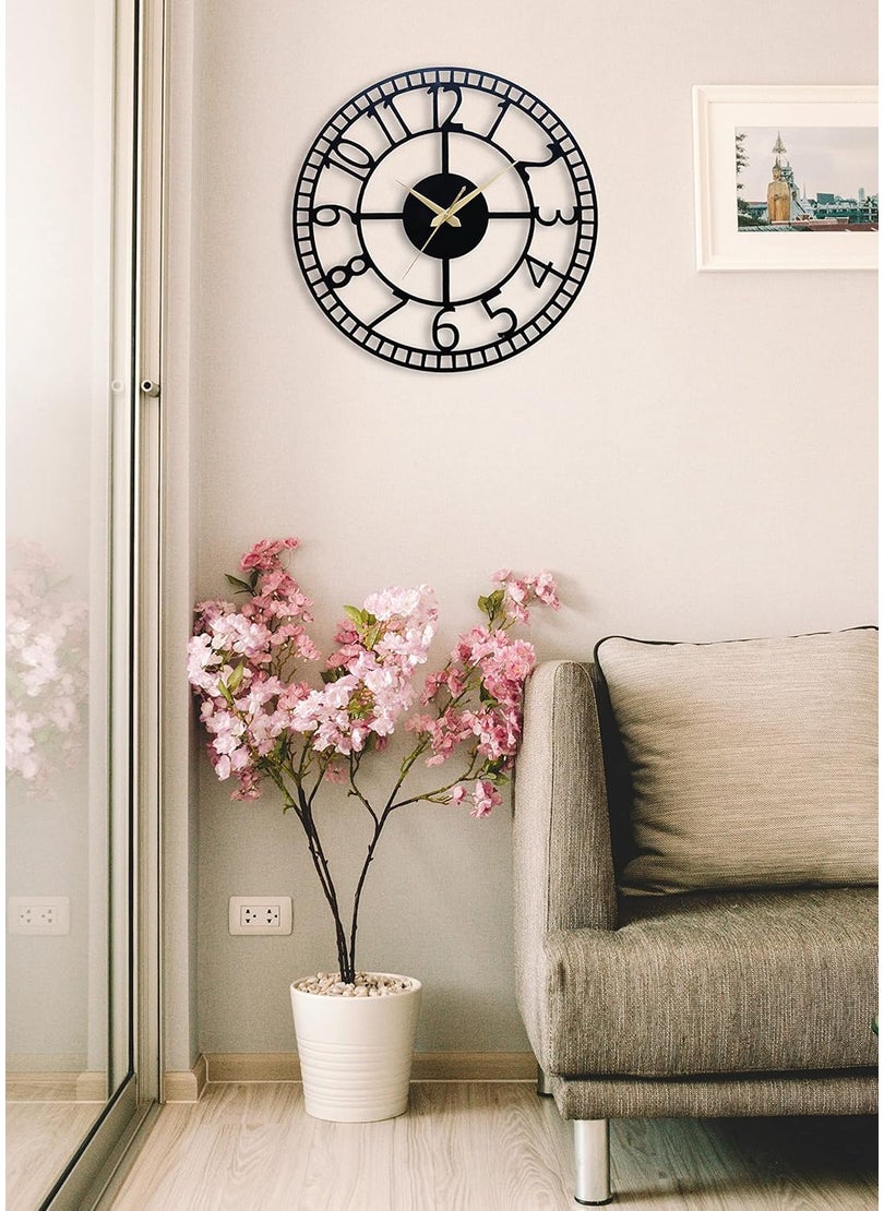 Auromin Designer Stylish Metal Wall Clock for Living Room Bedroom Office Kitchen Home and Hall Antique Big Size Modern Wall Watch for Home Decor40 cm Matte Black