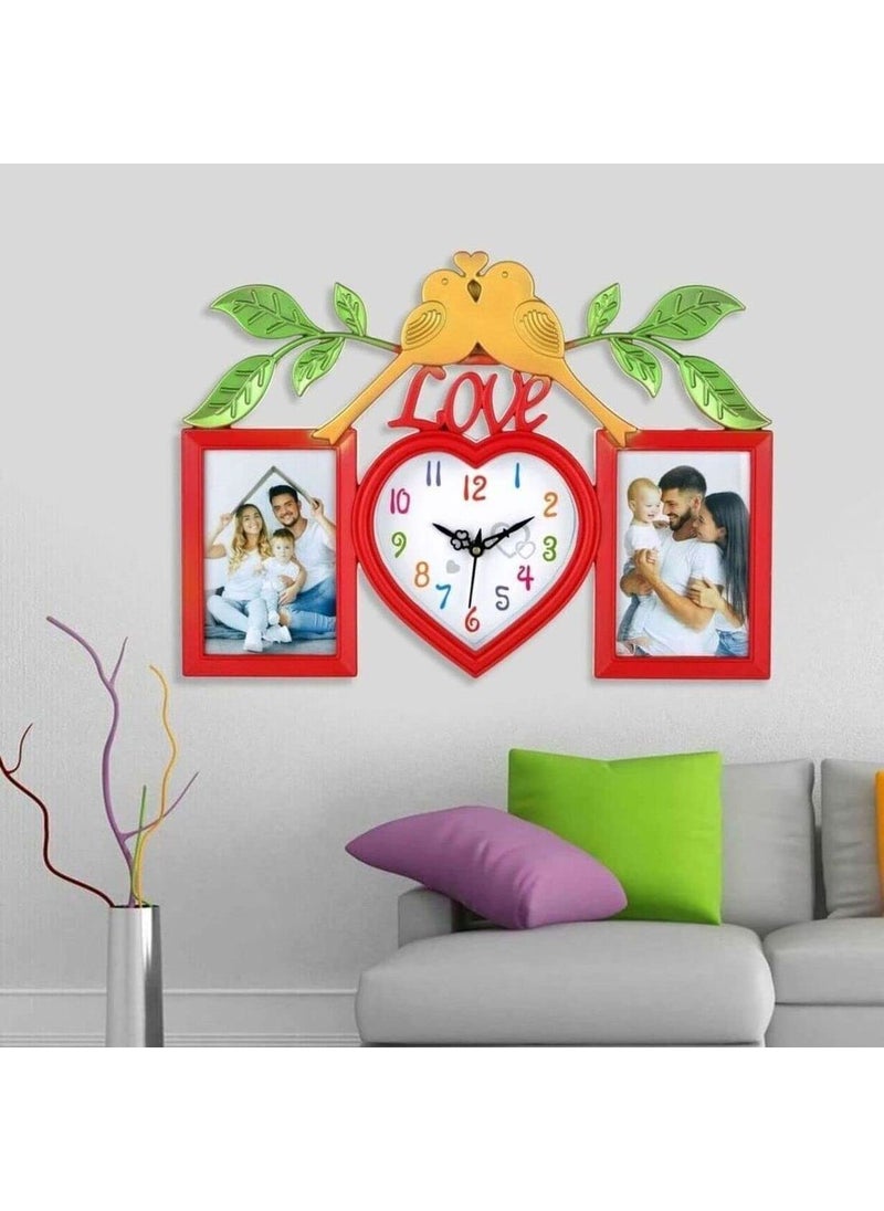 Harbour Analog Latest Stylish New Models Wall Clock with Photo Frames for Home Living Room Hall Bedroom Size Height 29 CM X Width 49 CM Home Decor Big Size Wall Clock 771R6