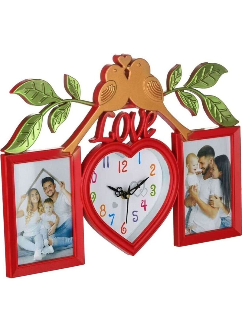 Harbour Analog Latest Stylish New Models Wall Clock with Photo Frames for Home Living Room Hall Bedroom Size Height 29 CM X Width 49 CM Home Decor Big Size Wall Clock 771R6