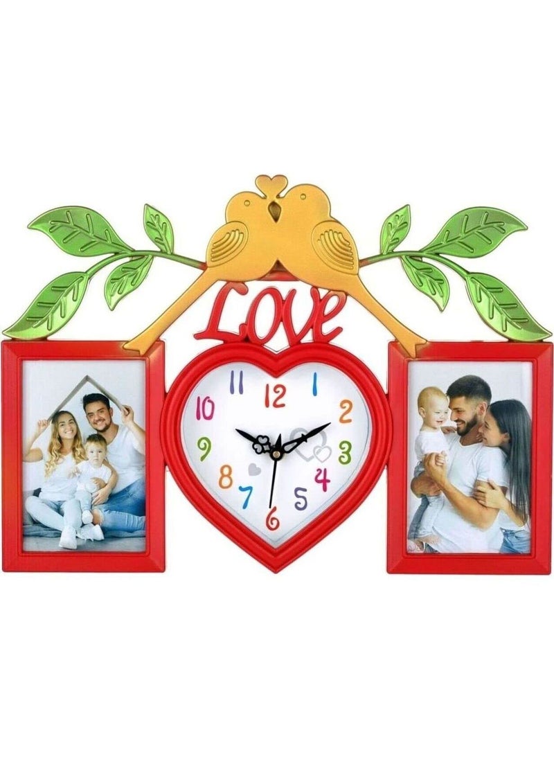 Harbour Analog Latest Stylish New Models Wall Clock with Photo Frames for Home Living Room Hall Bedroom Size Height 29 CM X Width 49 CM Home Decor Big Size Wall Clock 771R6