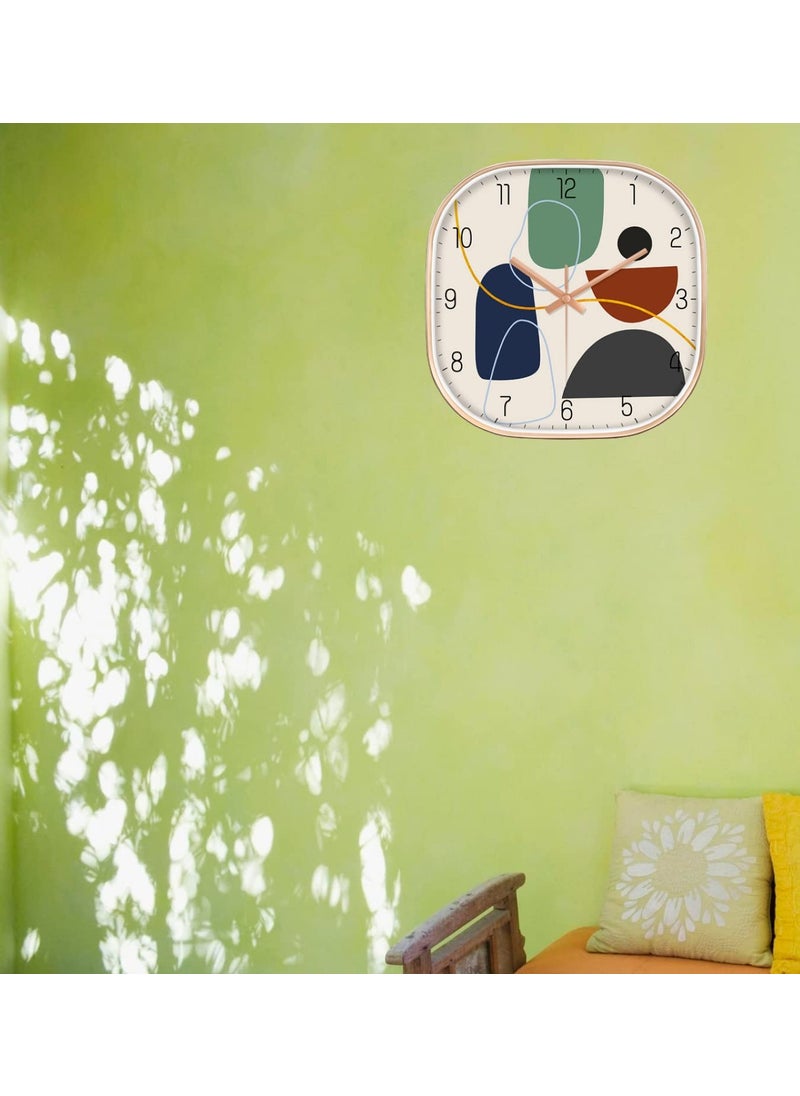 ZEPOLI Wall Clock for Home Hall Living Bedroom 12 inch Silent Quartz Decorative Wall Analog Stylish NonTicking Watches Modern and Round Hanging Mount Analog Canvas Square