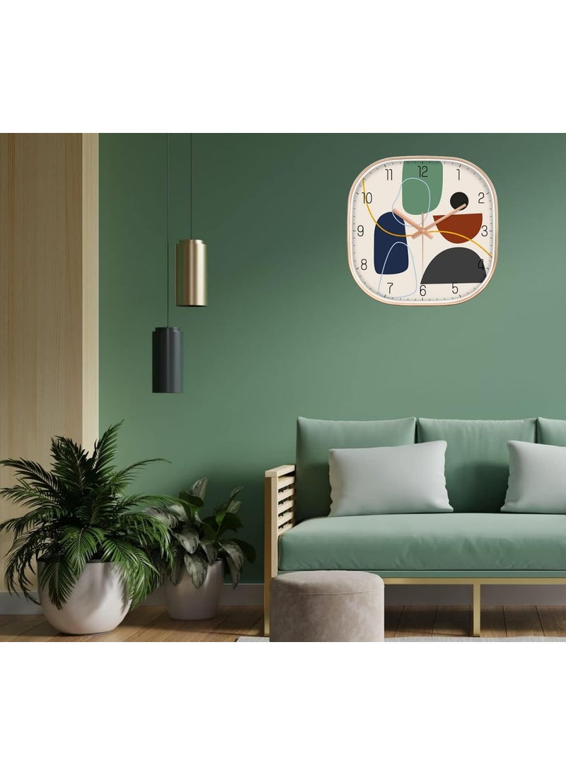 ZEPOLI Wall Clock for Home Hall Living Bedroom 12 inch Silent Quartz Decorative Wall Analog Stylish NonTicking Watches Modern and Round Hanging Mount Analog Canvas Square