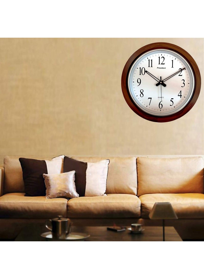 LYONIC President Quartz Royal Look Antique Look Official Designer Big Size Plastic Wall Clock 42 X 42 x 5 cm ColorDark Wood Made in India