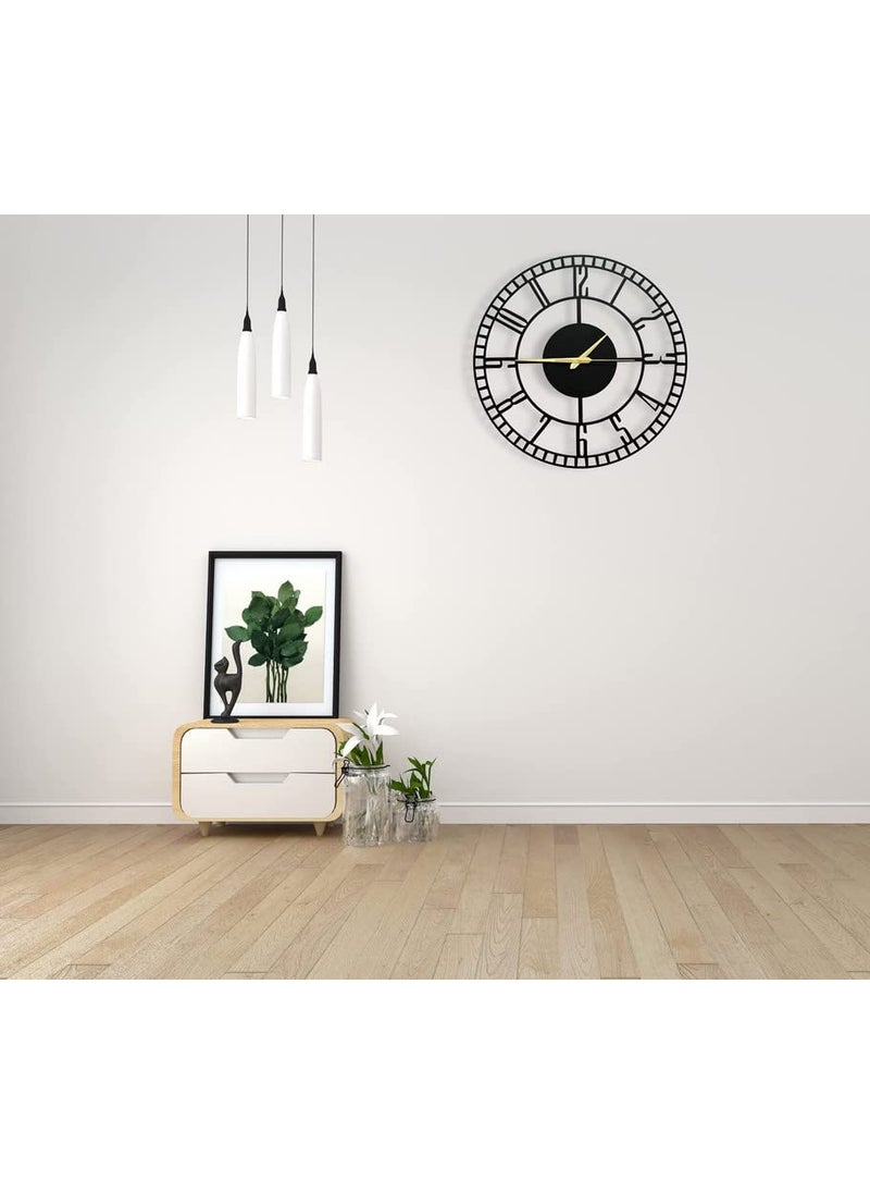 AUROMIN THE ART OF INGENUITY Designer Stylish Metal Analog Wall Clock For Living Room AntiqueBig Size Style 2 40 Cm Black