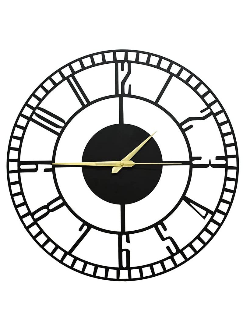 AUROMIN THE ART OF INGENUITY Designer Stylish Metal Analog Wall Clock For Living Room AntiqueBig Size Style 2 40 Cm Black